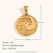 Niche Retro 18K Gold Wave Pearl Pendant