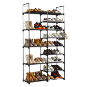 FCH Double Row 9-Layer Shoe Rack With Handles, 85.7x29.8x158cm Black