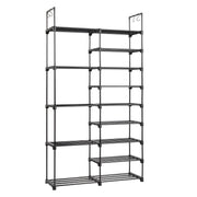FCH Double Row 9-Layer Shoe Rack With Handles, 85.7x29.8x158cm Black