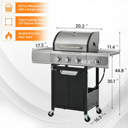 Burner Grill Stainless Gas Grill With Side Stove