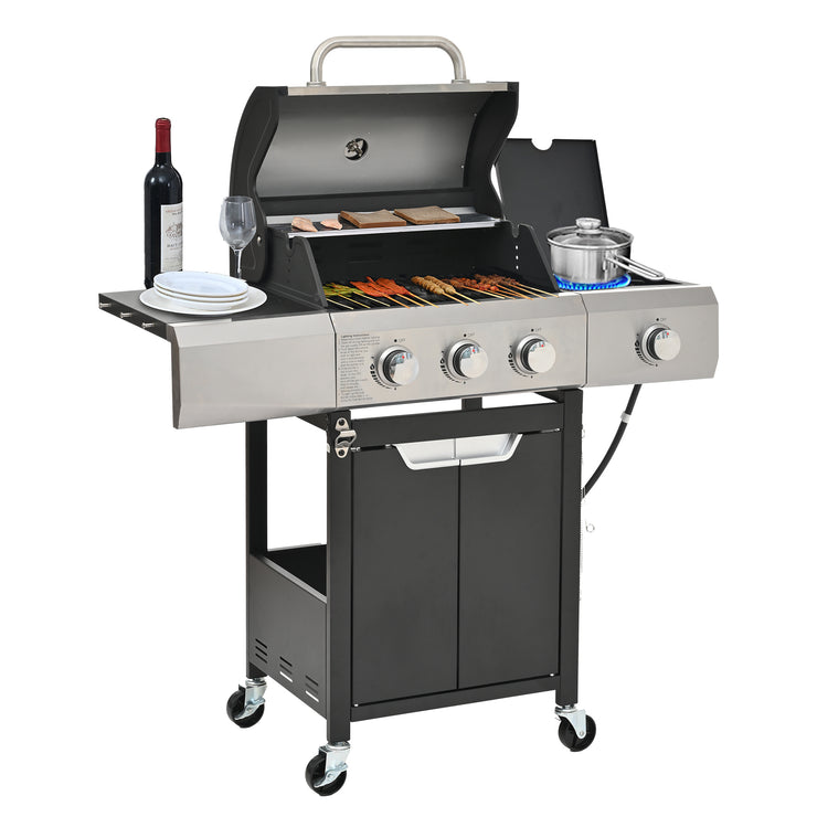 Burner Grill Stainless Gas Grill With Side Stove
