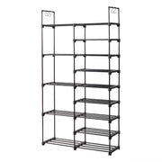 FCH Double Row 9-Layer Shoe Rack With Handles, 85.7x29.8x158cm Black