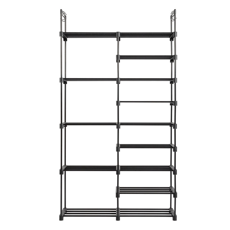 FCH Double Row 9-Layer Shoe Rack With Handles, 85.7x29.8x158cm Black
