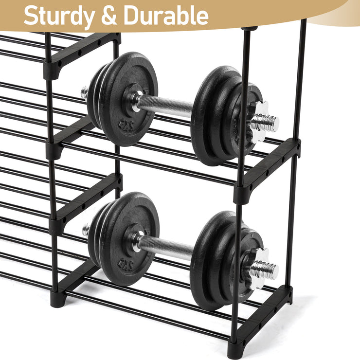 FCH Double Row 9-Layer Shoe Rack With Handles, 85.7x29.8x158cm Black