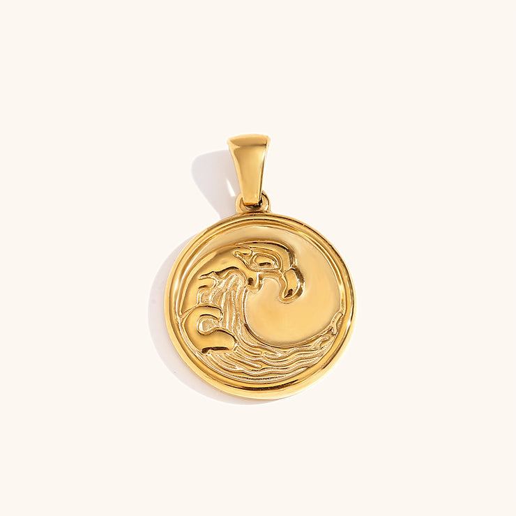 Niche Retro 18K Gold Wave Pearl Pendant