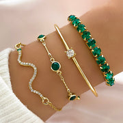 Women's Snake-Inspired Gem Bangles – 4PCS