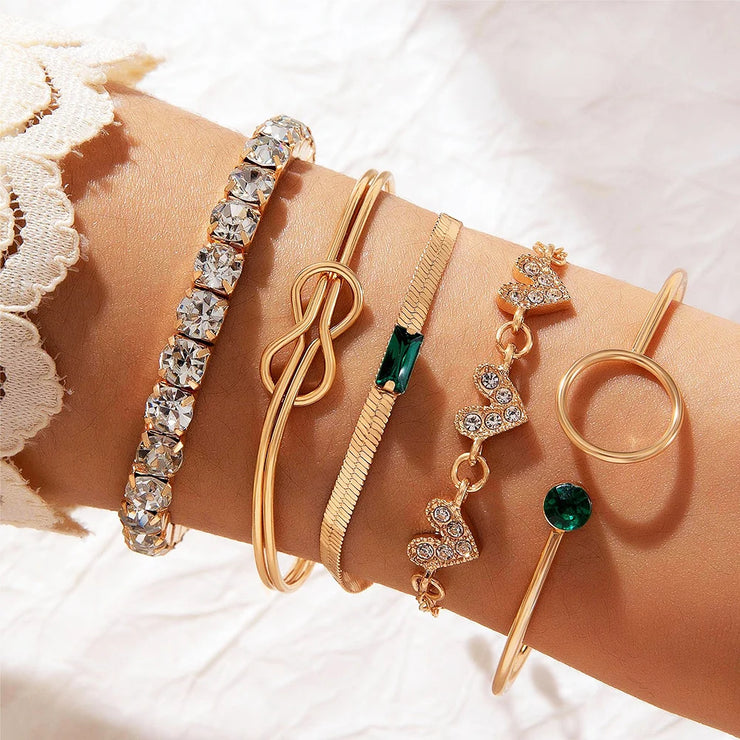Women's Snake-Inspired Gem Bangles – 4PCS