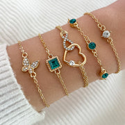 Women's Snake-Inspired Gem Bangles – 4PCS