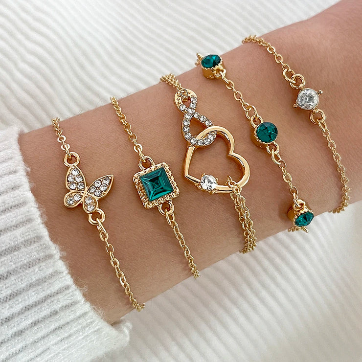 Women's Snake-Inspired Gem Bangles – 4PCS