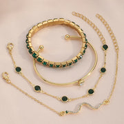Women's Snake-Inspired Gem Bangles – 4PCS