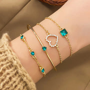 Women's Snake-Inspired Gem Bangles – 4PCS