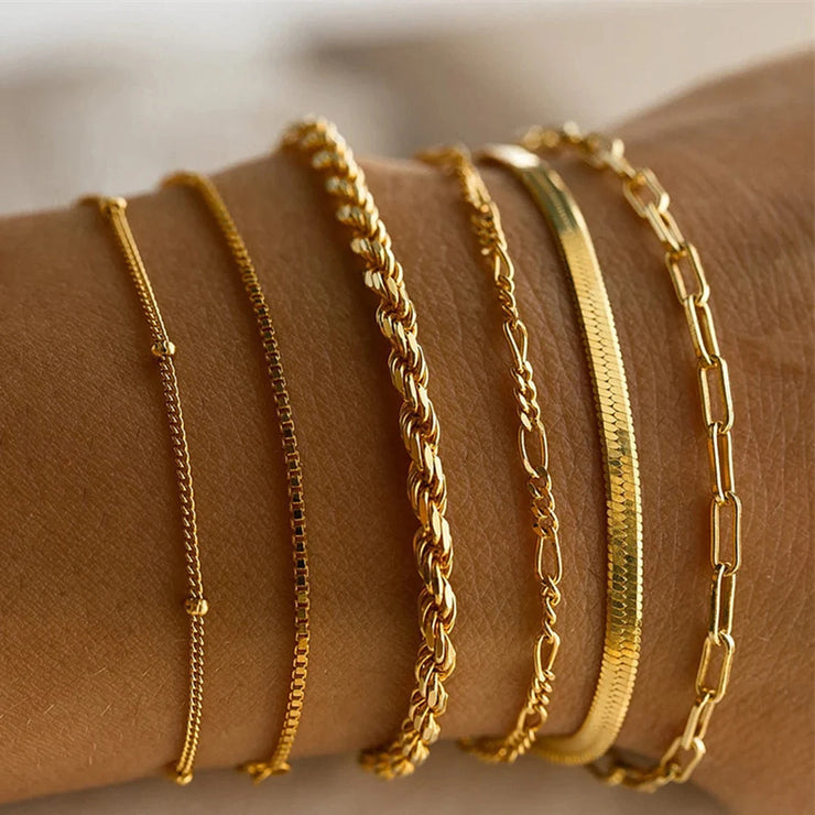 Women's Snake-Inspired Gem Bangles – 4PCS