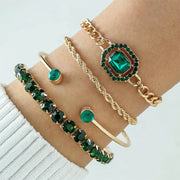 Women's Snake-Inspired Gem Bangles – 4PCS