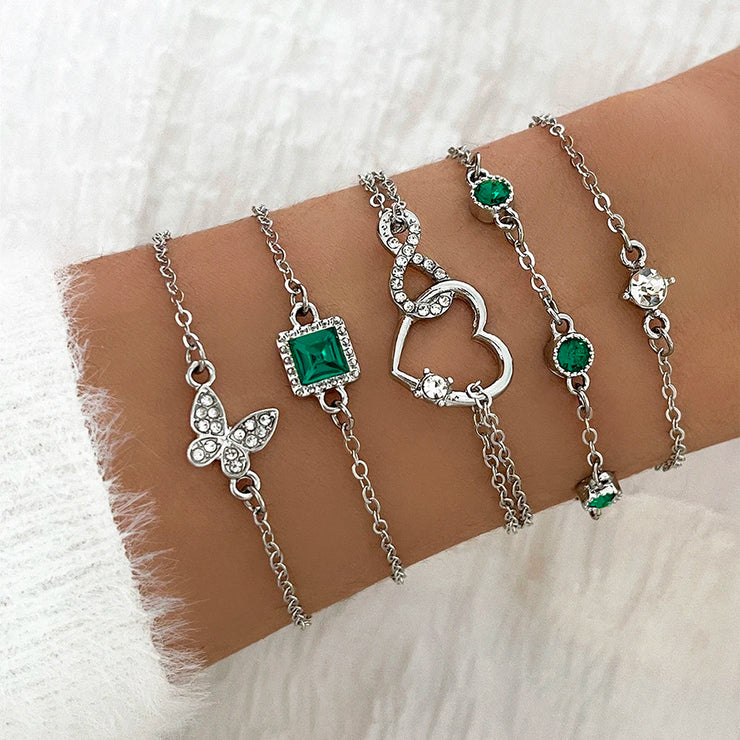 Women's Snake-Inspired Gem Bangles – 4PCS