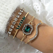 Women's Snake-Inspired Gem Bangles – 4PCS
