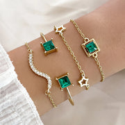 Women's Snake-Inspired Gem Bangles – 4PCS