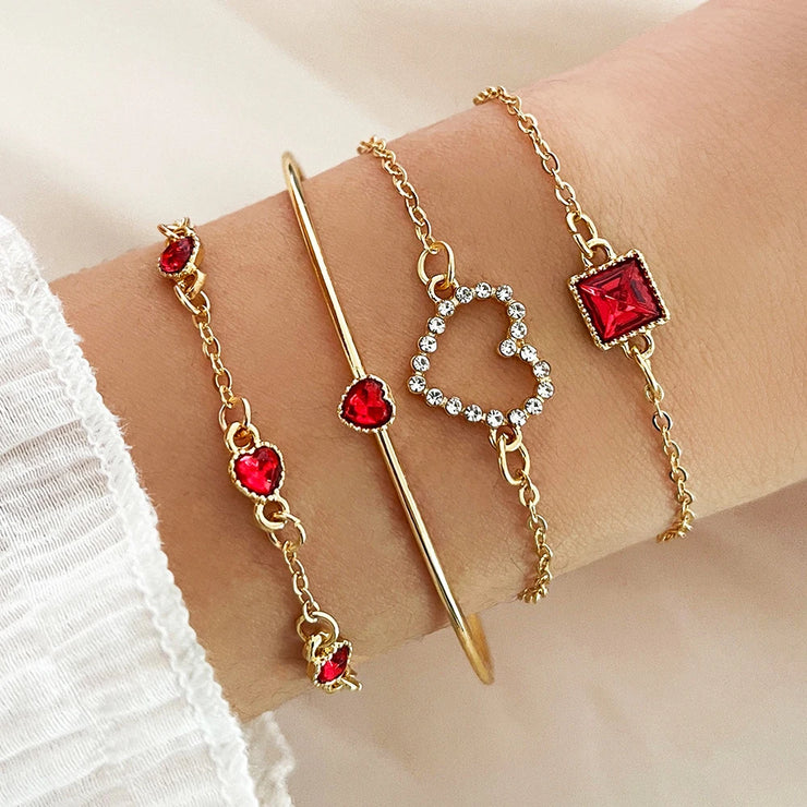 Women's Snake-Inspired Gem Bangles – 4PCS
