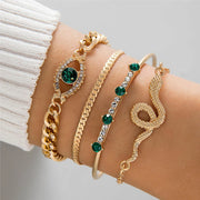 Women's Snake-Inspired Gem Bangles – 4PCS