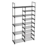 FCH Double Row 9-Layer Shoe Rack With Handles, 85.7x29.8x158cm Black