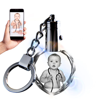 Llavero de cristal con foto personalizada