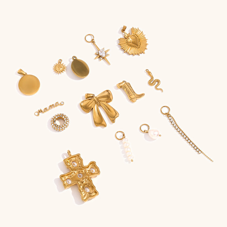 Niche Retro 18K Gold Wave Pearl Pendant