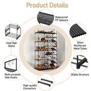 FCH Double Row 9-Layer Shoe Rack With Handles, 85.7x29.8x158cm Black